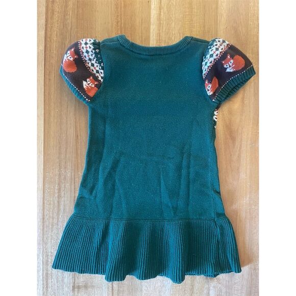 Gymboree Girls' 3T Green Intarsia Fair Isle Fox Sweater Dress Casual Fall - Picture 4 of 4